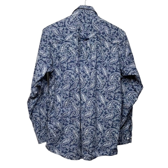 Panhandle Tuf Cooper Performance Blue Paisley Print Button Up Shirt Western - Picture 2 of 6